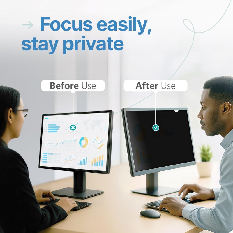 VINTEZ 21.5 Inch 16:9 Privacy Screen for Computer Monitor and Laptop - Anti Glare Protector Film Blue Light Filter Eye Protection - Computer Screen Privacy Shield, [1 Pack] - Image 3
